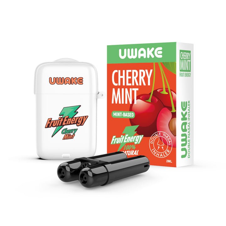 Uwake Fruit Cherry Mint Energy Dual-Hole Nasal Inhaler