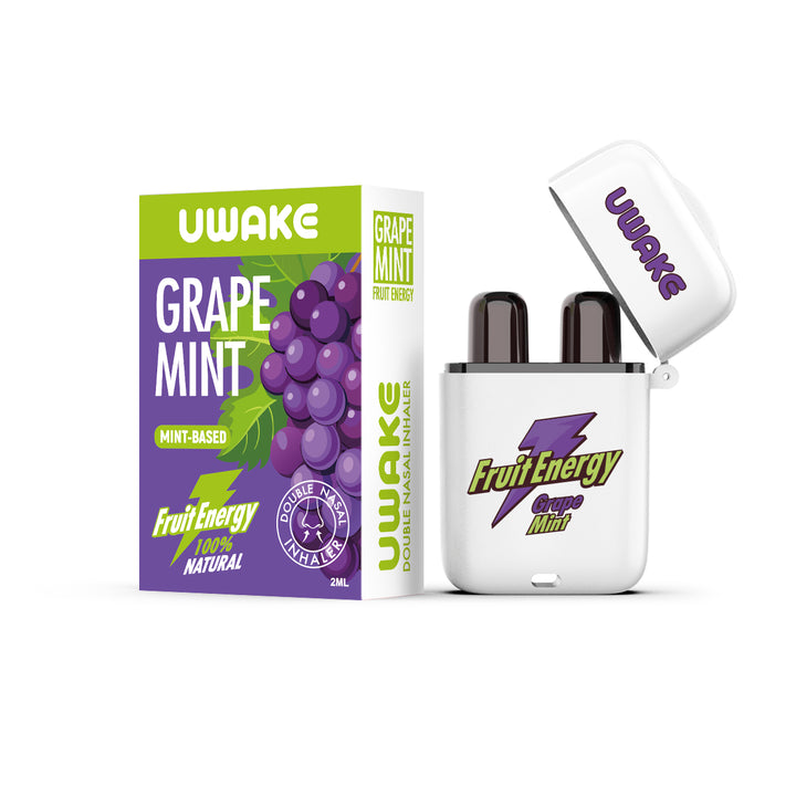 Uwake Fruit Energy Grape Mint Dual-Hole Nasal Inhaler