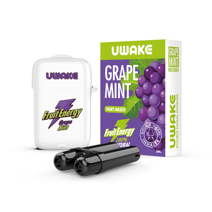 Uwake Fruit Energy Grape Mint Dual-Hole Nasal Inhaler