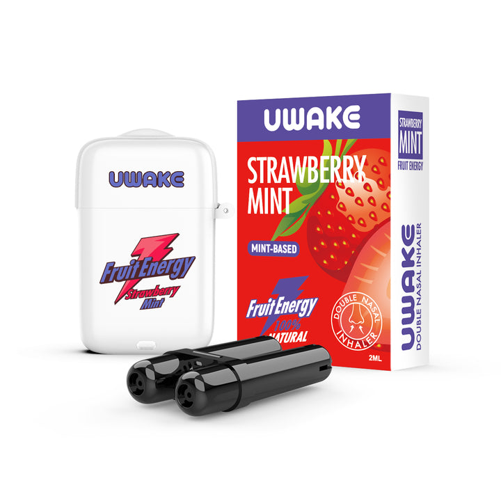 Uwake Fruit Energy Strawberry Mint Dual-Hole Nasal Inhaler